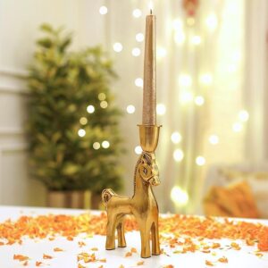 BEHOMA Aluminium Elephant for Good Luck,Statue for Home Decor Tabletop Living Room Office,Candle Holder Gift Showpiece for Valentine's Day,Birthday(Candles/Plants etc not Included),Gold,15.5cm,8.5cm