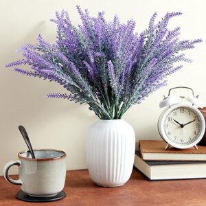 TIED RIBBONS Set of 4 Artificial Lavender Flowers Plant (Lavender,32 Cm) for Vase Pot Home Décor Items for Living Room Balcony Kitchen Bedroom Office Decoration (Pot Not Included) - Polyester